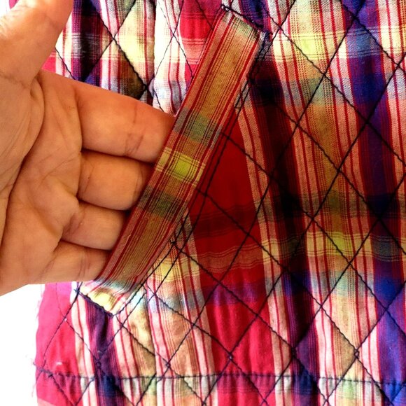 Vintage Womens Quilted Plaid Button-Up Vest  Cottagecore - Picture 4 of 13